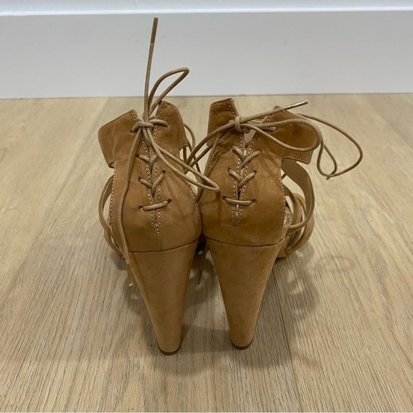 Loeffler Randall Tan Suede Strappy Platform Heels - Picture 5 of 6